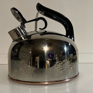 Paul Revere Ware 1801 Kettle Whistling 2 Qt Tea Pot Copper Bottom Vintage